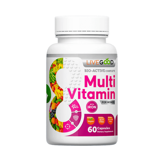 LiveGood Bio-Active Complete Multi-Vitamin for Women with Iron